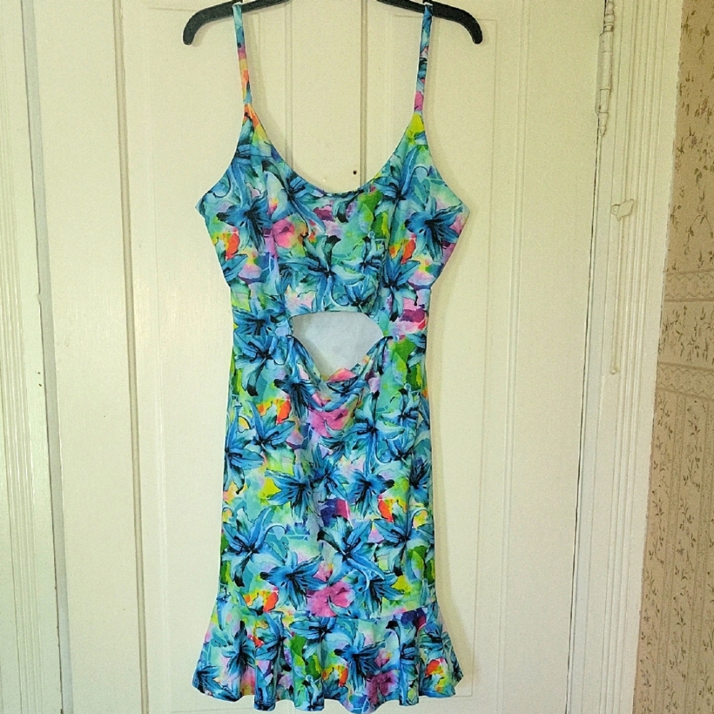 Fashion Nova Multicolor Tropical Dress